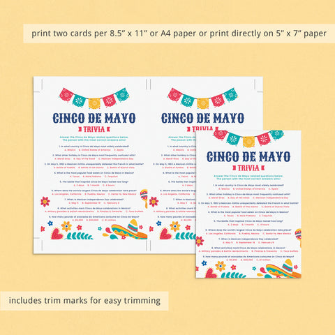 Cinco de Mayo Trivia with Answers Printable | Instant Download ...