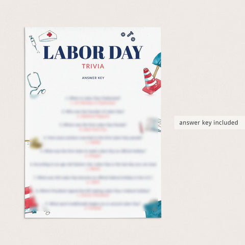 Labor Day Trivia With Answer Key Printable | Labor Day Quiz For All ...