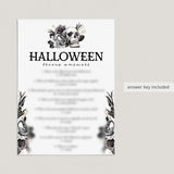 Printable Halloween Trivia Quiz with Answers Floral Skull