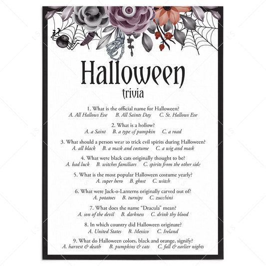 Halloween Girls Night Trivia Quiz with Answers Printable by LittleSizzle