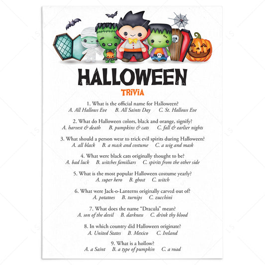Kids Halloween Trivia Game with Answer Key Printable by LittleSizzle