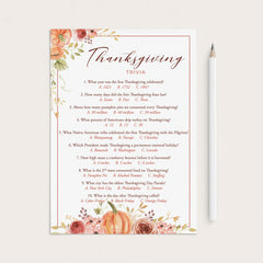 Thanksgiving Trivia with Answer Key Printable by LittleSizzle