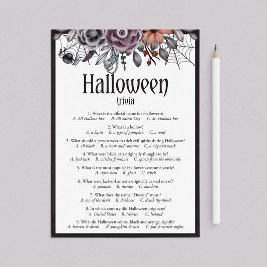 Halloween Girls Night Trivia Quiz with Answers Printable by LittleSizzle