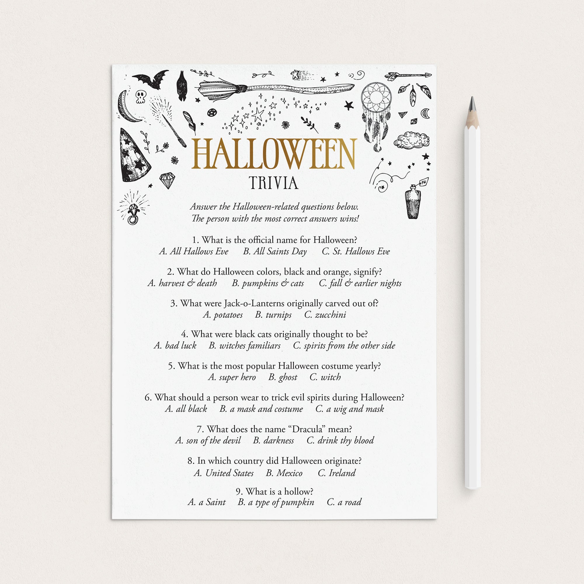Witchy Halloween Trivia Quiz with Answers by LittleSizzle