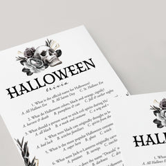 Gothic Black Halloween Party Games with Floral Skull Printable
