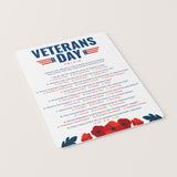 Veterans Day Trivia Quiz with Answers Printable