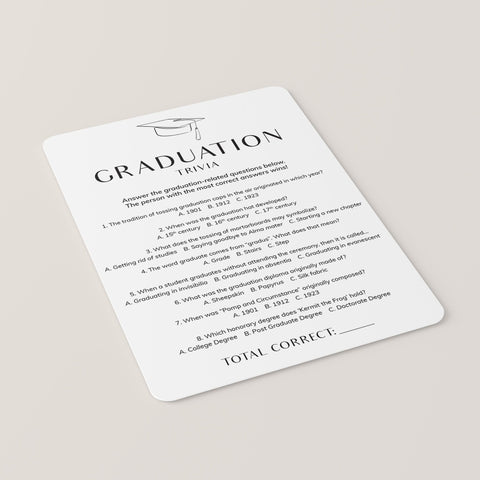 Graduation Trivia Quiz with Answer Key Printable | Instant Download ...