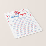 4th of July Trivia with Answer Key Printable