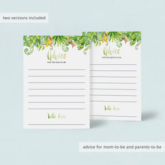 Advice cards for luau baby party download by LittleSizzle