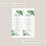 Botanical leaves menu cards by LittleSizzle