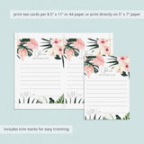 Botanical Theme Baby Shower Advice Cards Printable