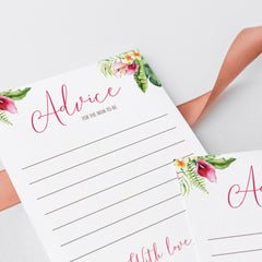 Pink and green floral baby shower advice cards for new mom by LittleSizzle
