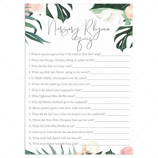 Nursery Rhyme Quiz for Summer Baby Shower by LittleSizzle