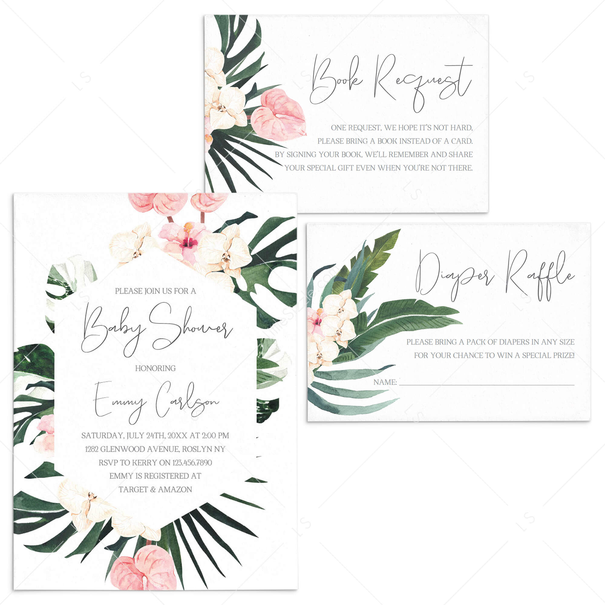 Botanical Baby Shower Invitation and Inserts by LittleSizzle