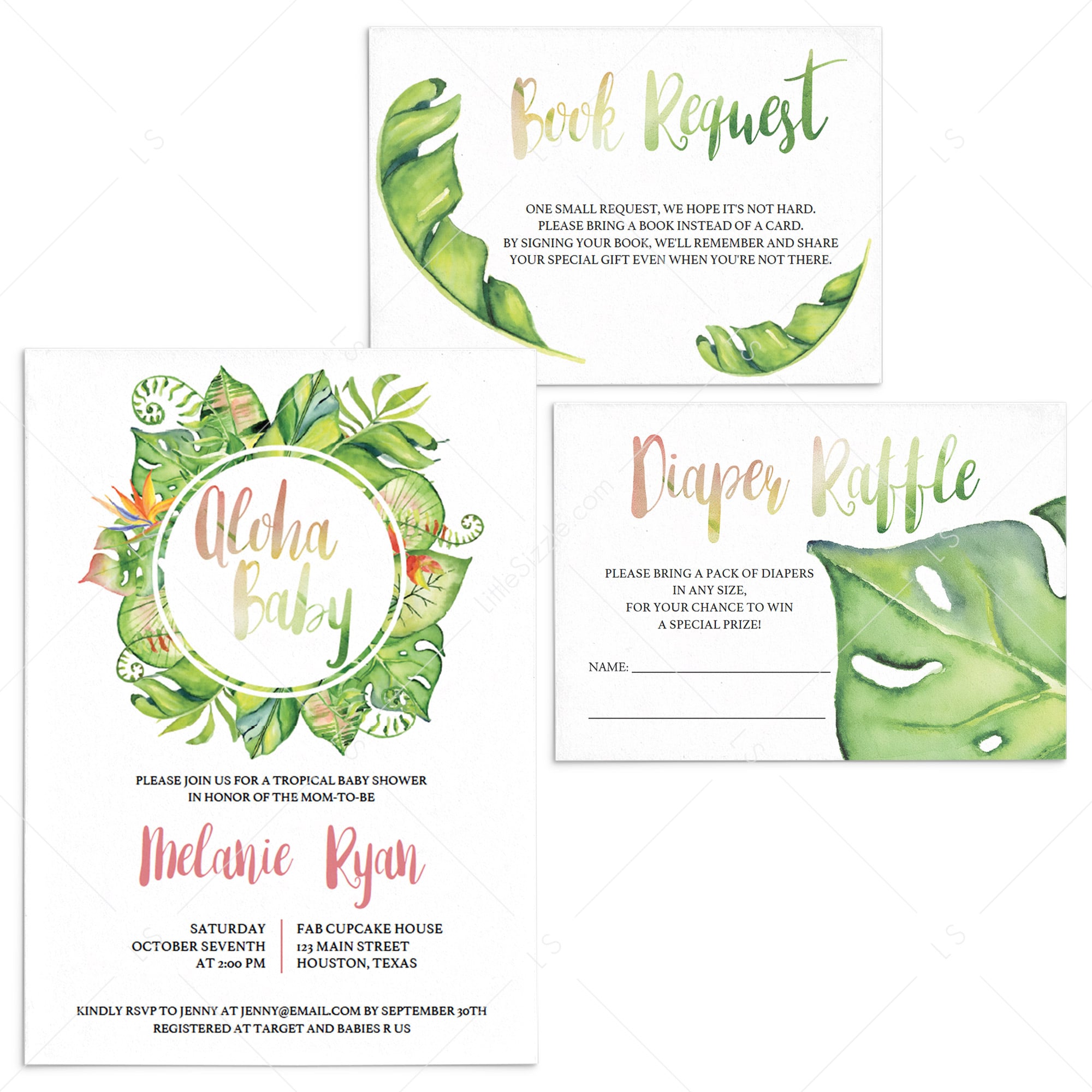 Tropical Baby Shower Invitation Set Download by LittleSizzle