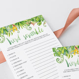 Tropical flora watercolor DIY baby shower games by LittleSizzle
