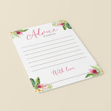 Printable Advice Cards for Tropical Bridal Shower