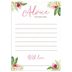 Summer Wedding Advice Cards Printable by LittleSizzle