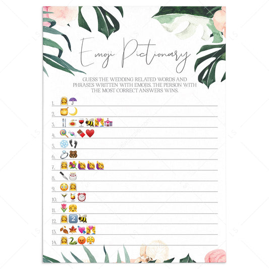 Summer Bridal Shower Game Emoji Pictionary by LittleSizzle