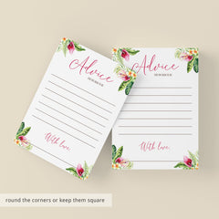 Tropical Floral Baby Advice Cards Printable