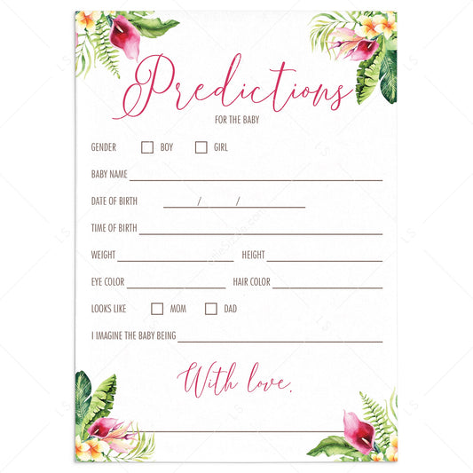 Predictions for the new baby girl game cards printable by LittleSizzle