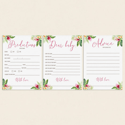 Tropical flora baby shower games package printable by LittleSizzle