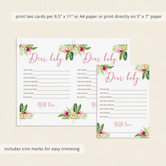 Instant download tropical theme baby shower dear baby cards by LittleSizzle