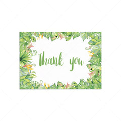 Printable Thank You Card with green banana leaves | Luau party ...