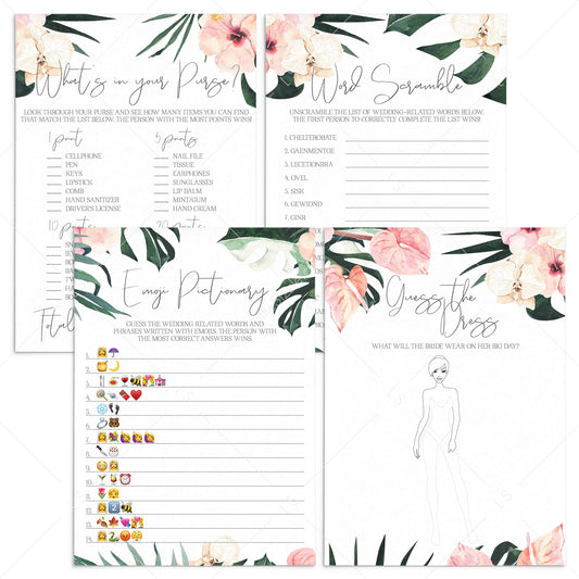 4 Tropical Bridal Shower Games Instant Download by LittleSizzle