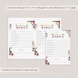 Dear babies twin baby shower game burgundy floral by LittleSizzle