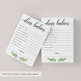 Greenery twins baby shower game dear babies wishes by LittleSizzle