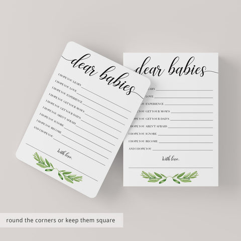 Dear Babies cards for Twin Baby Shower gender neutral | Instant ...