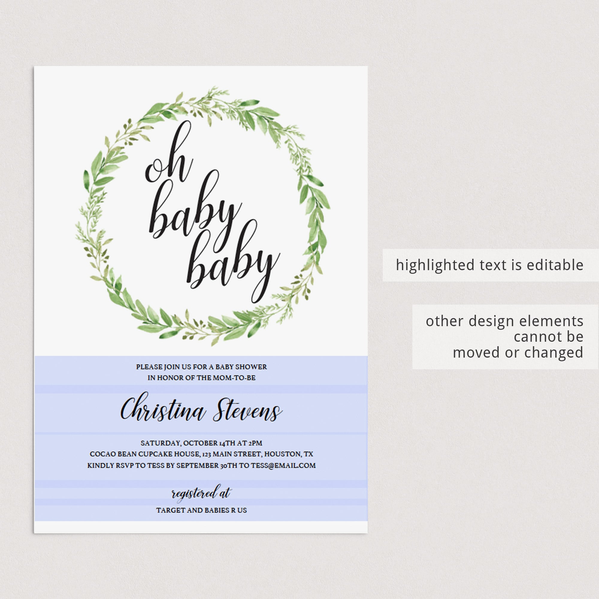Oh baby baby invitation template for twin by LittleSizzle