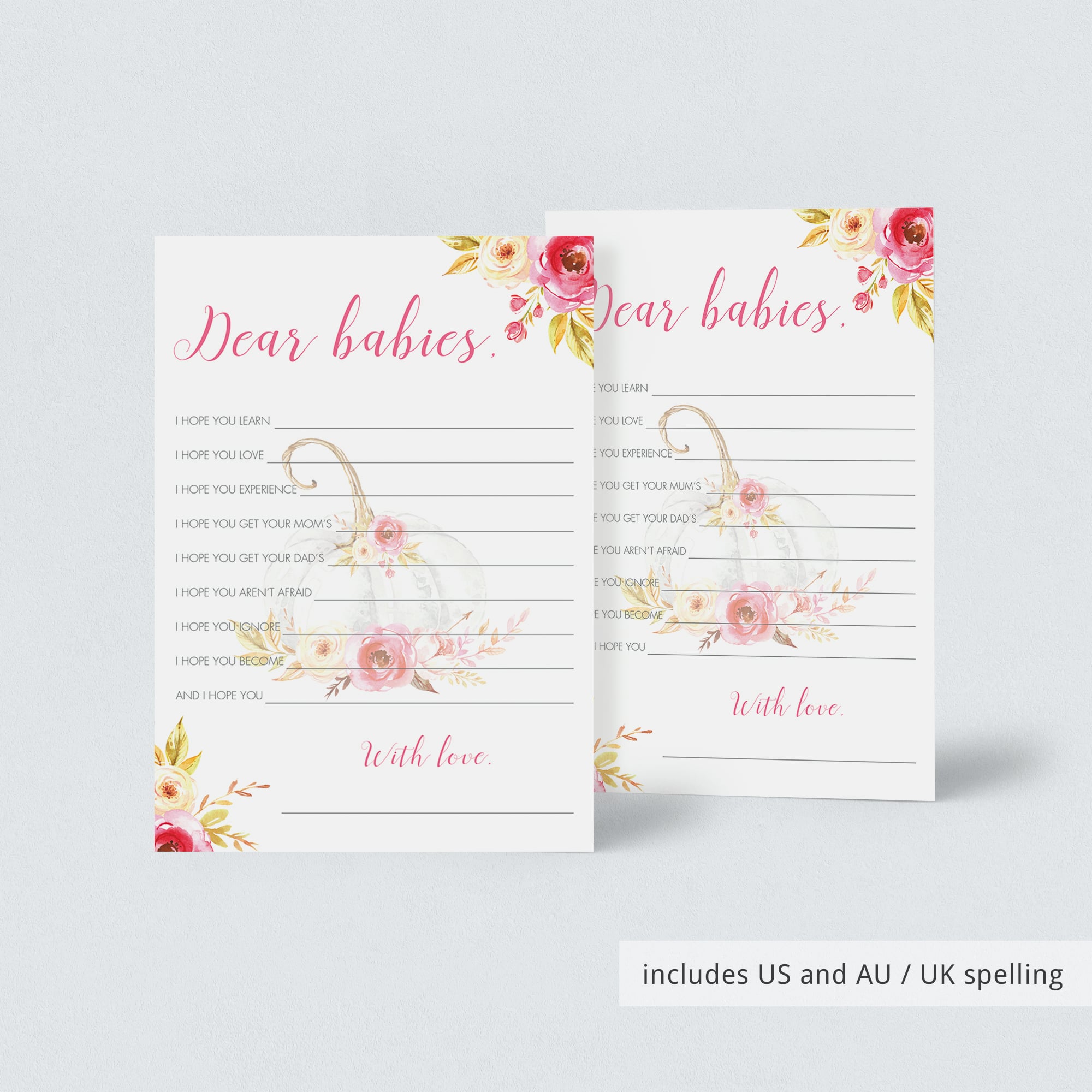 Twin girls baby wishes cards printable by LittleSizzle