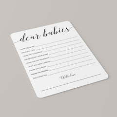 Gender Neutral Twin Baby Shower Wish Cards Dear Babies Printable