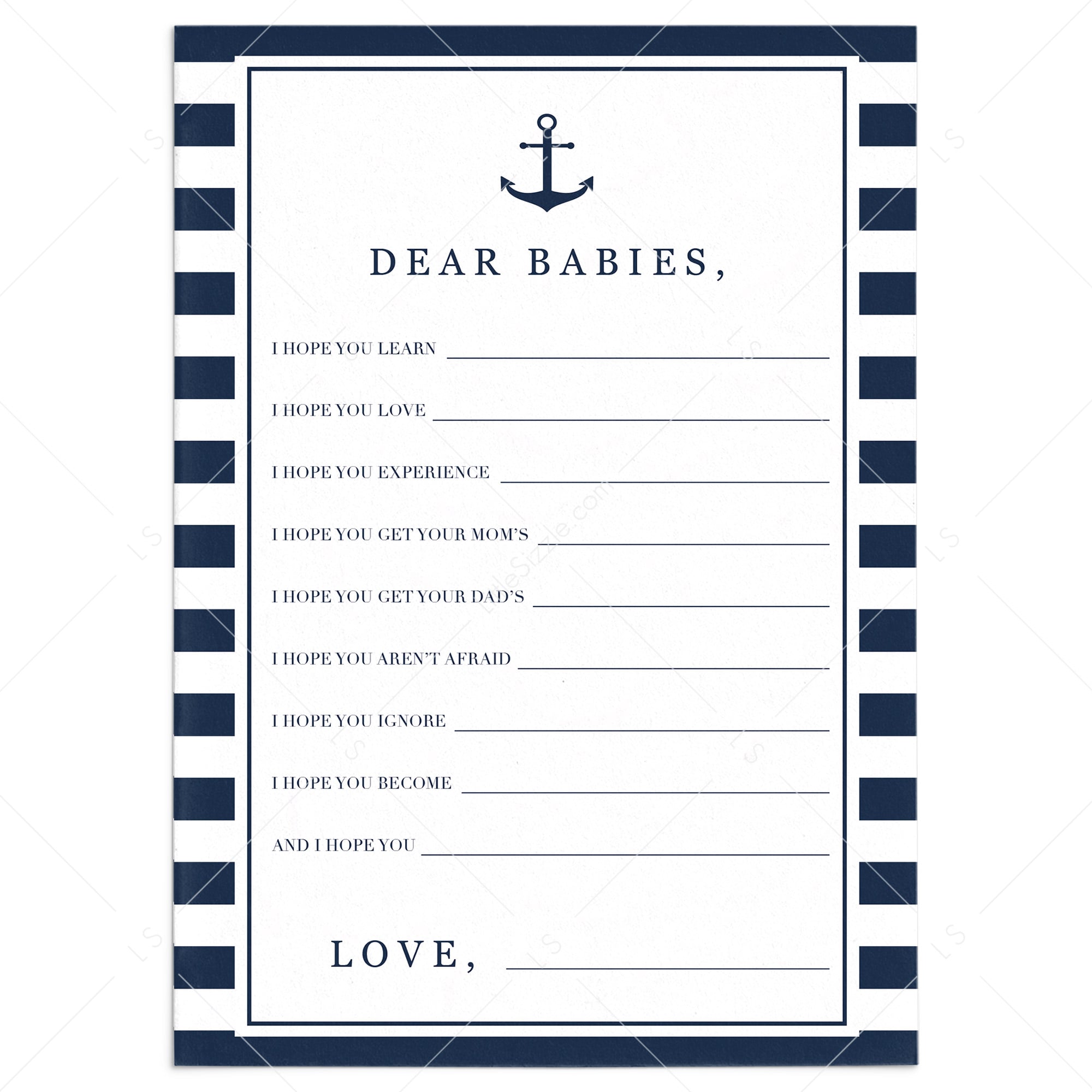 Dear Babies Wishes for Baby Cards Nautical by LittleSizzle