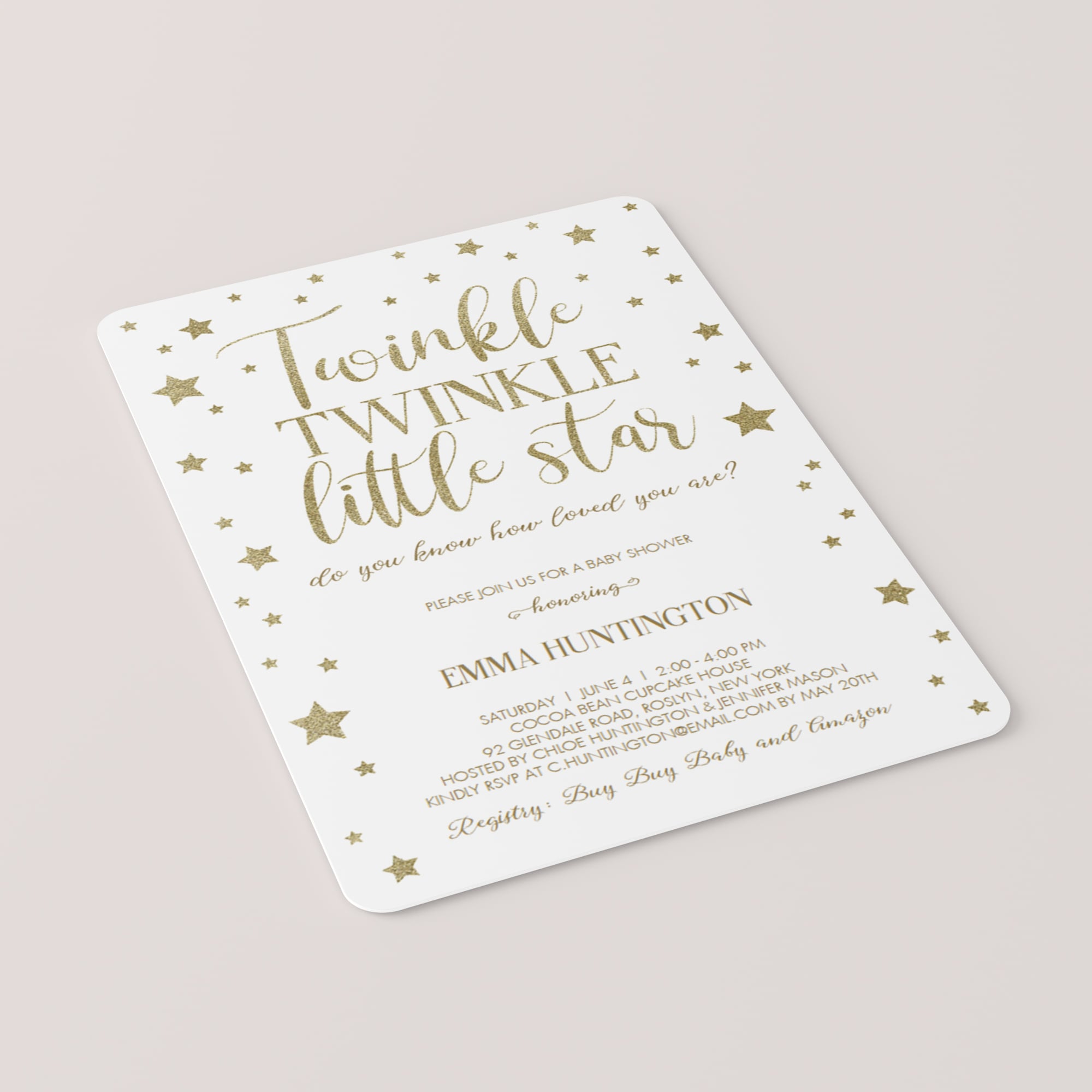 Twinkle Twinkle baby shower invite editable template by LittleSizzle