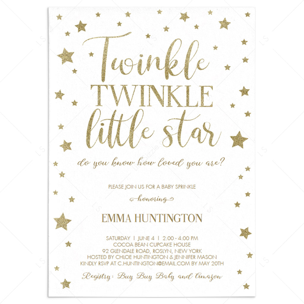 Twinkle Twinkle Baby Sprinkle Invitation Template with Gold Stars – LittleSizzle twinkle-twinkle-baby-sprinkle-invitation-template-with-gold-stars-littlesizzle