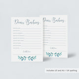 Blue and silver dear babies printable game card by LittleSizzle