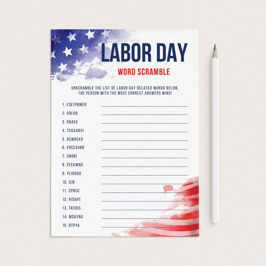 USA Labor Day Word Puzzle Printable by LittleSizzle
