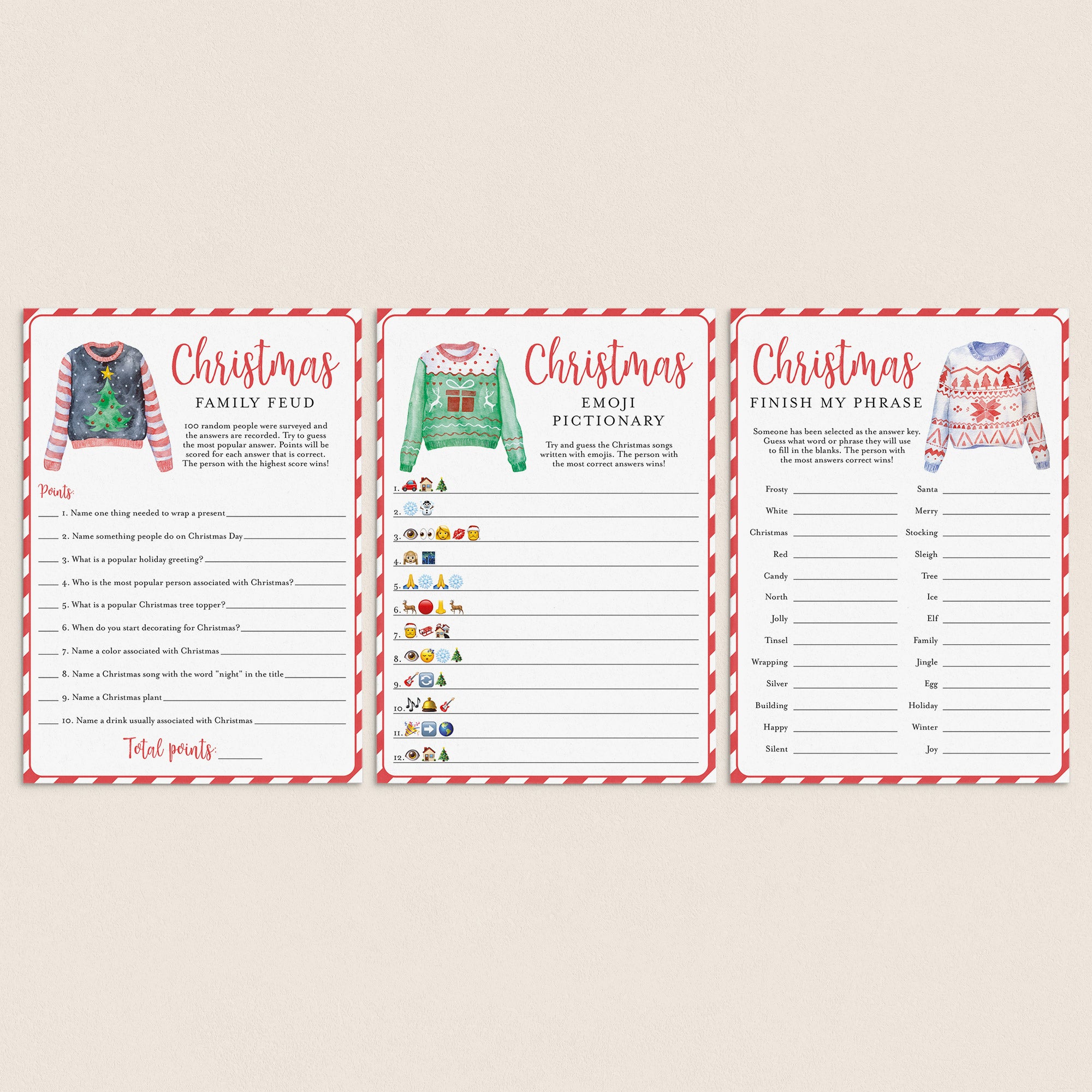 Ugly Sweater Party Games Bundle Printable by LittleSizzle