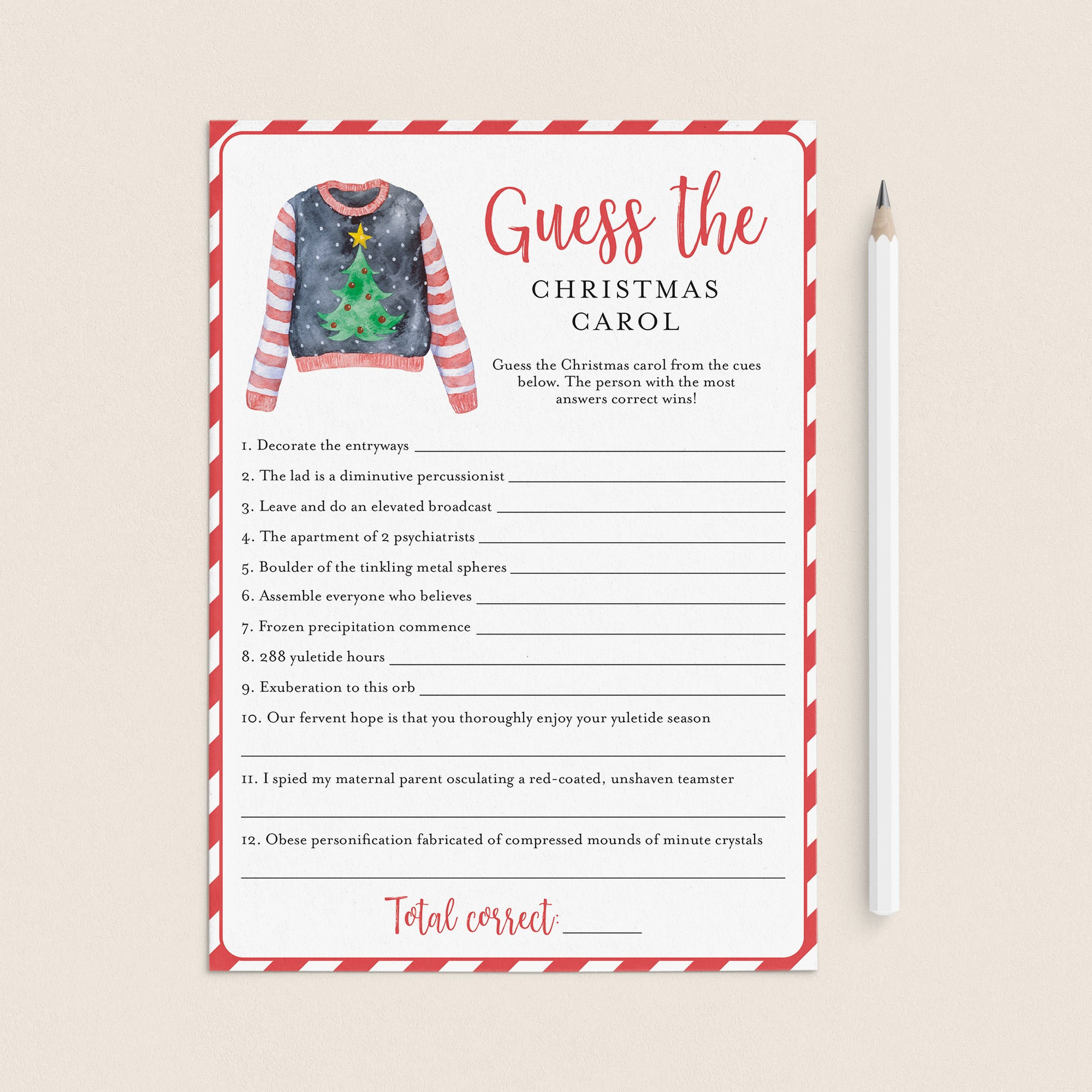 Ugly Sweater Christmas Trivia Game Printable by LittleSizzle