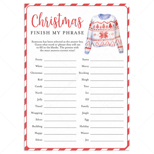 Ugly Sweater Christmas Party Game for Groups Printable by LittleSizzle