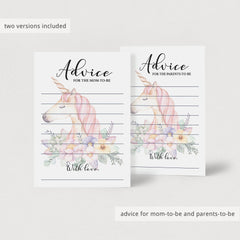 Unicorn baby shower advice for mom printable by LittleSizzle