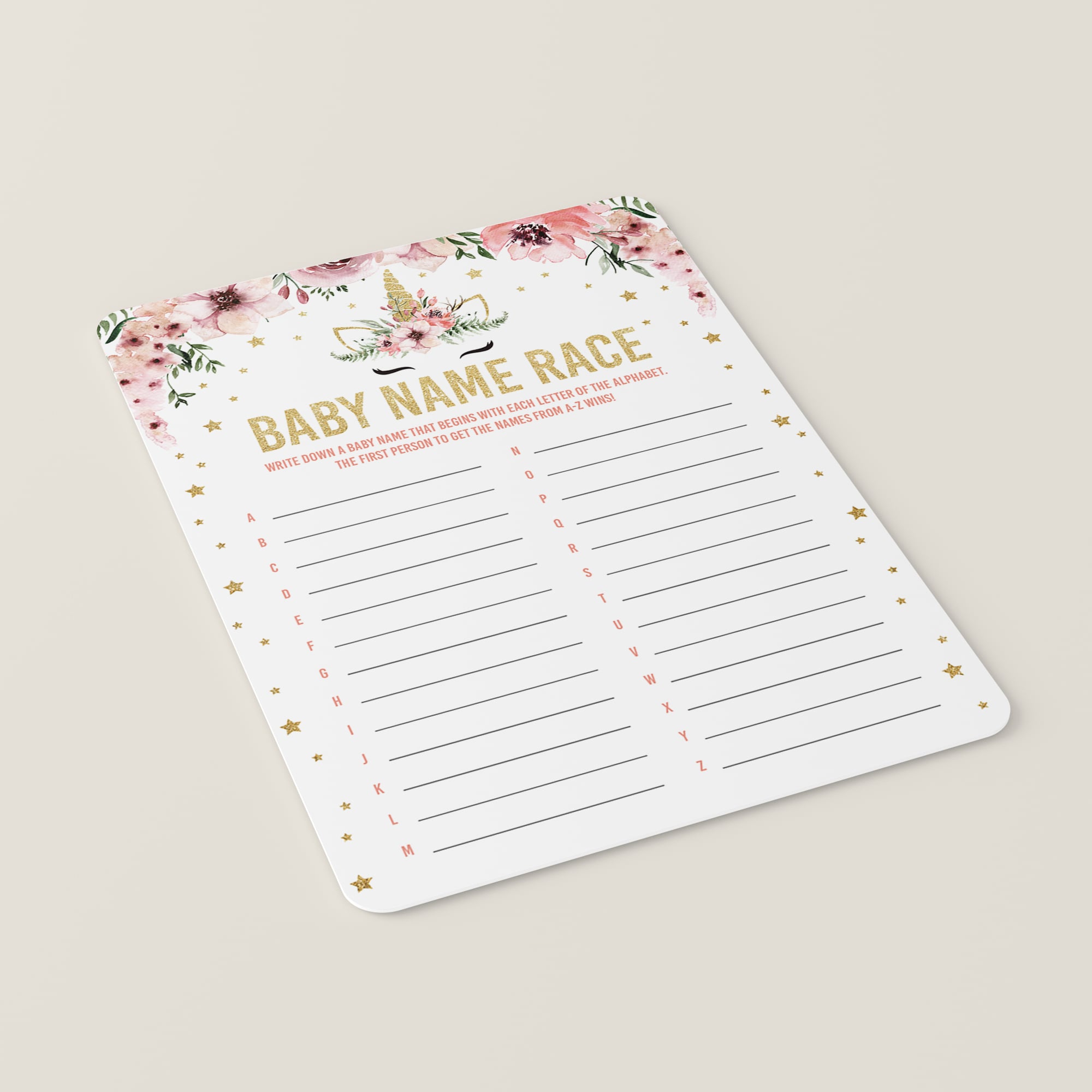 Baby shower name race game for girls by LittleSizzle