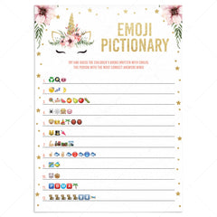 Emoji pictionary game for unicorn baby shower by LittleSizzle