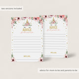 Printable baby advice cards for pink unicorn themed party by LittleSizzle