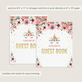 Pink roses guest book table top sign by LittleSizzle