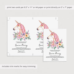 Printable unicorn baby shower evite download by LittleSizzle