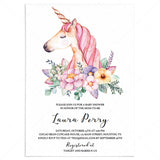 Unicorn baby shower invitation template for girls by LittleSizzle